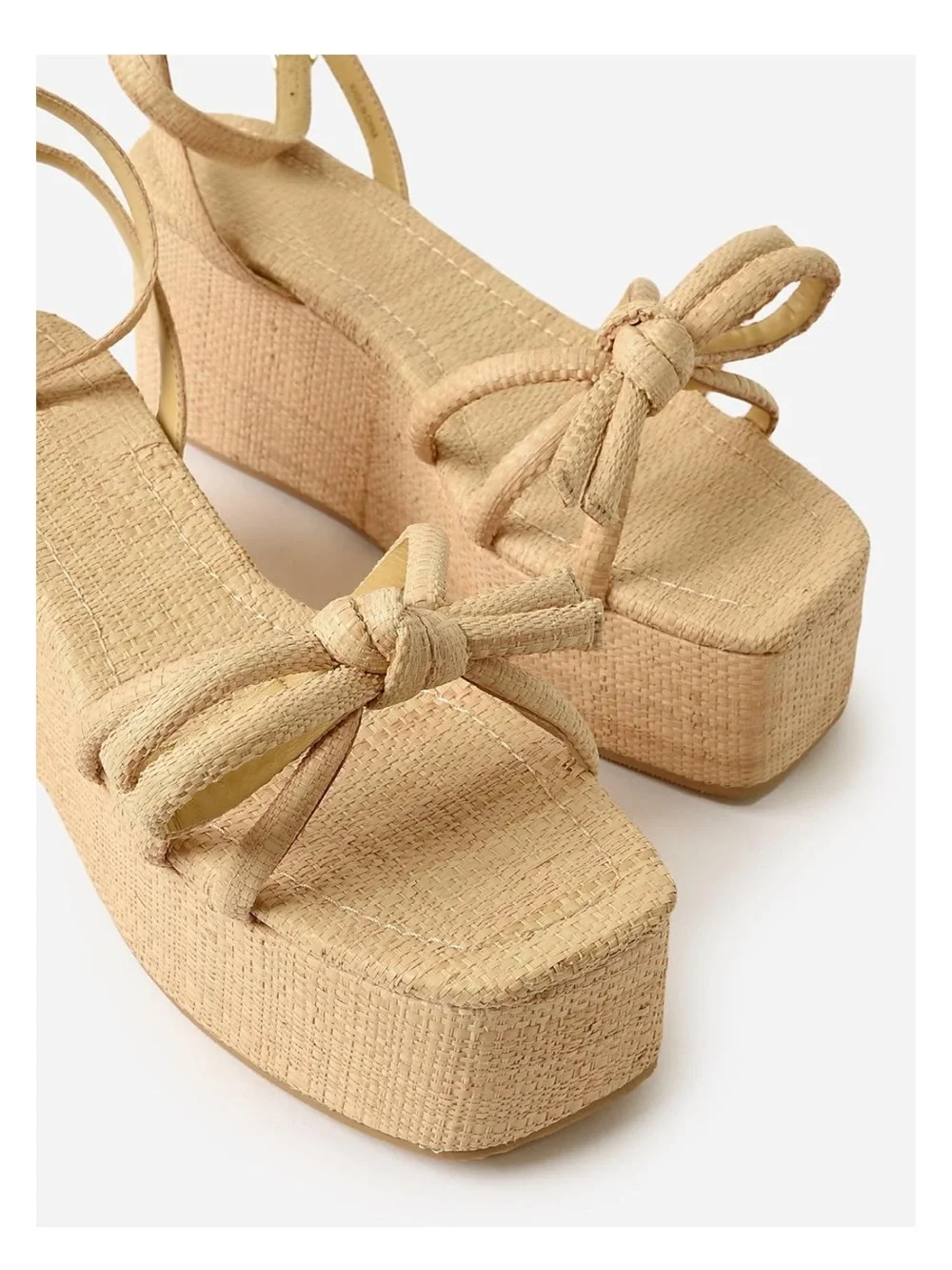 Woven Platform Ankle-Strap Sandals